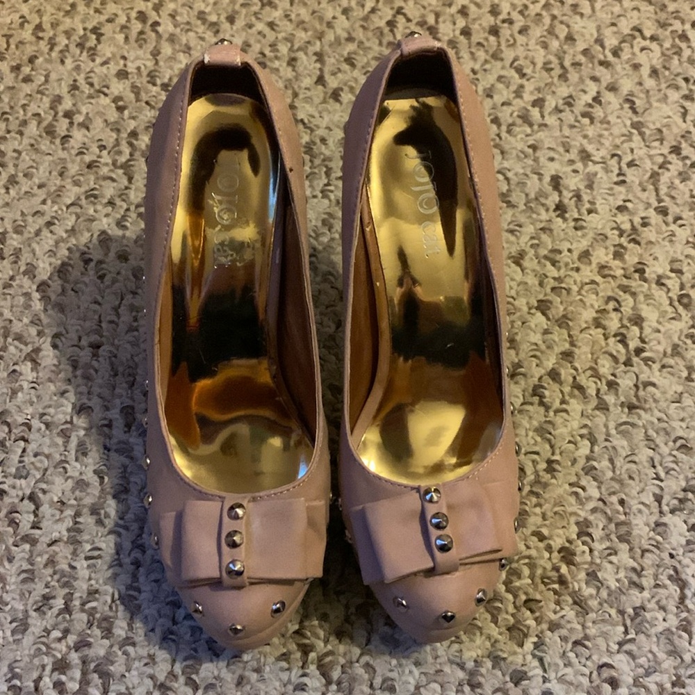 Pink Studded Bow Jojo Cat Heels
